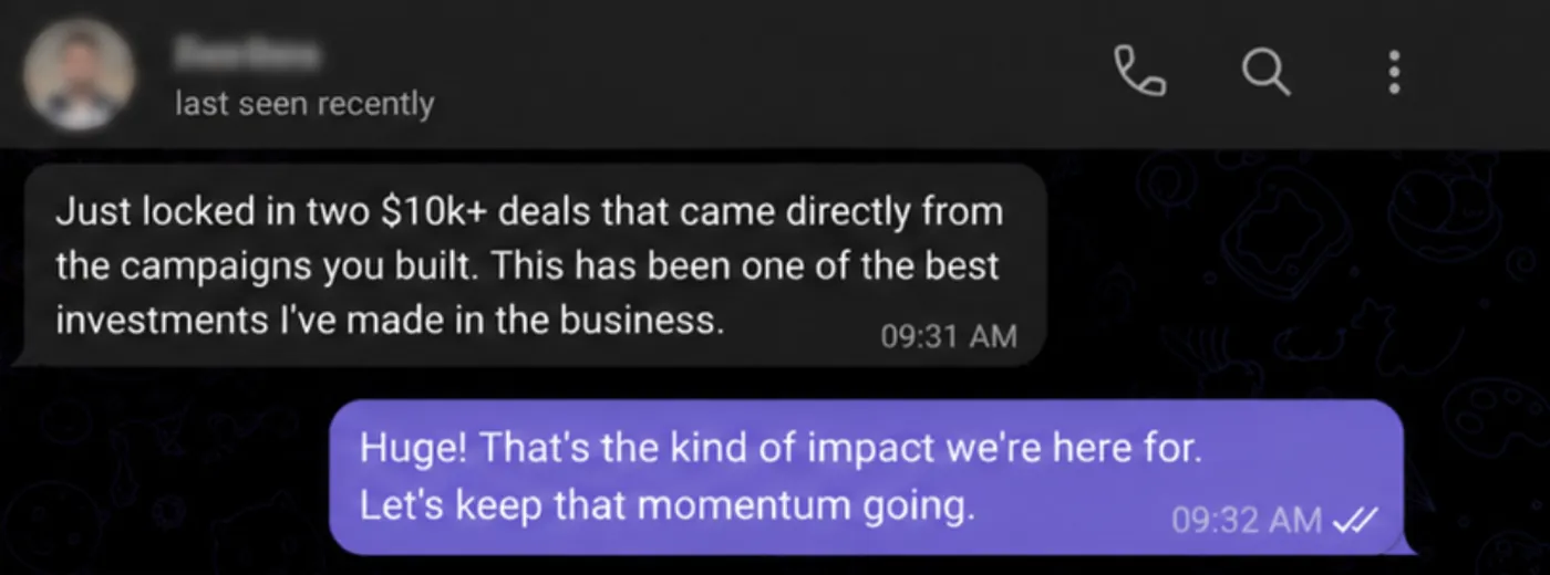 Client message testimonial 3