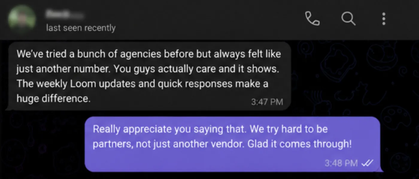 Client message testimonial 4