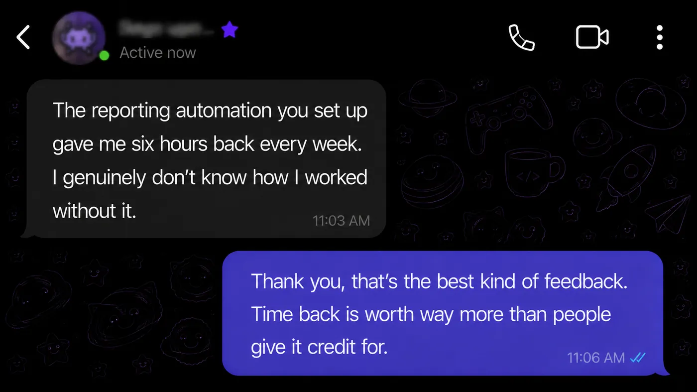 Client message testimonial 6