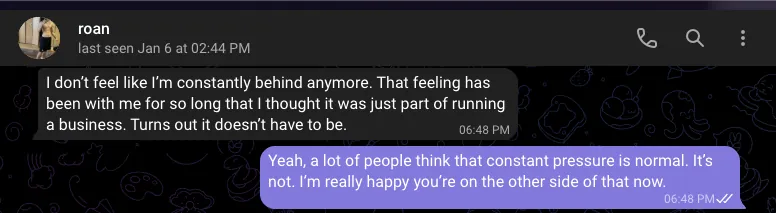 Client message testimonial 7